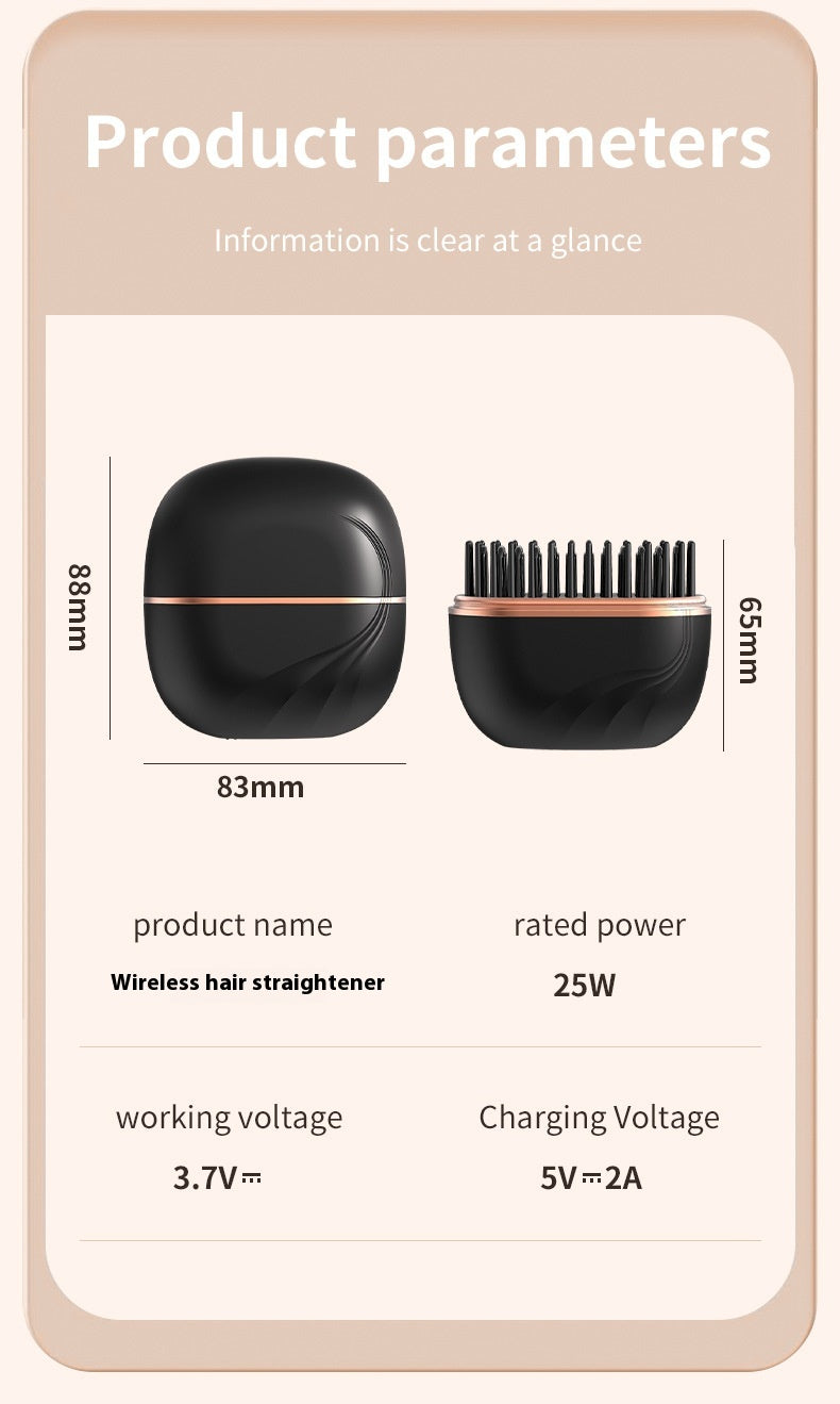 Mini Hair Straightening Comb - Wireless Charging & Portable