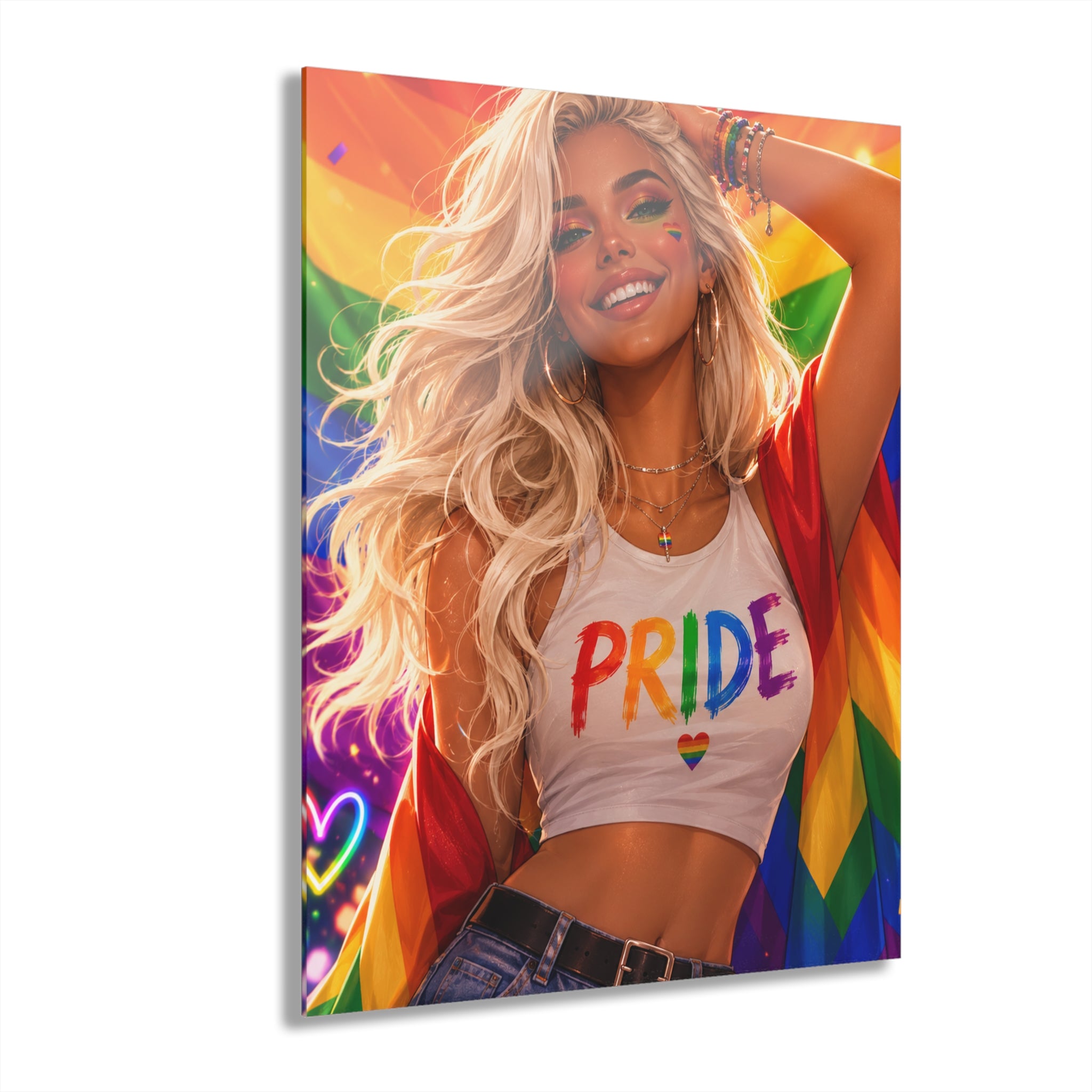 PRIDE Girl Acrylic Print #1 – Vibrant Rainbow Wall Art