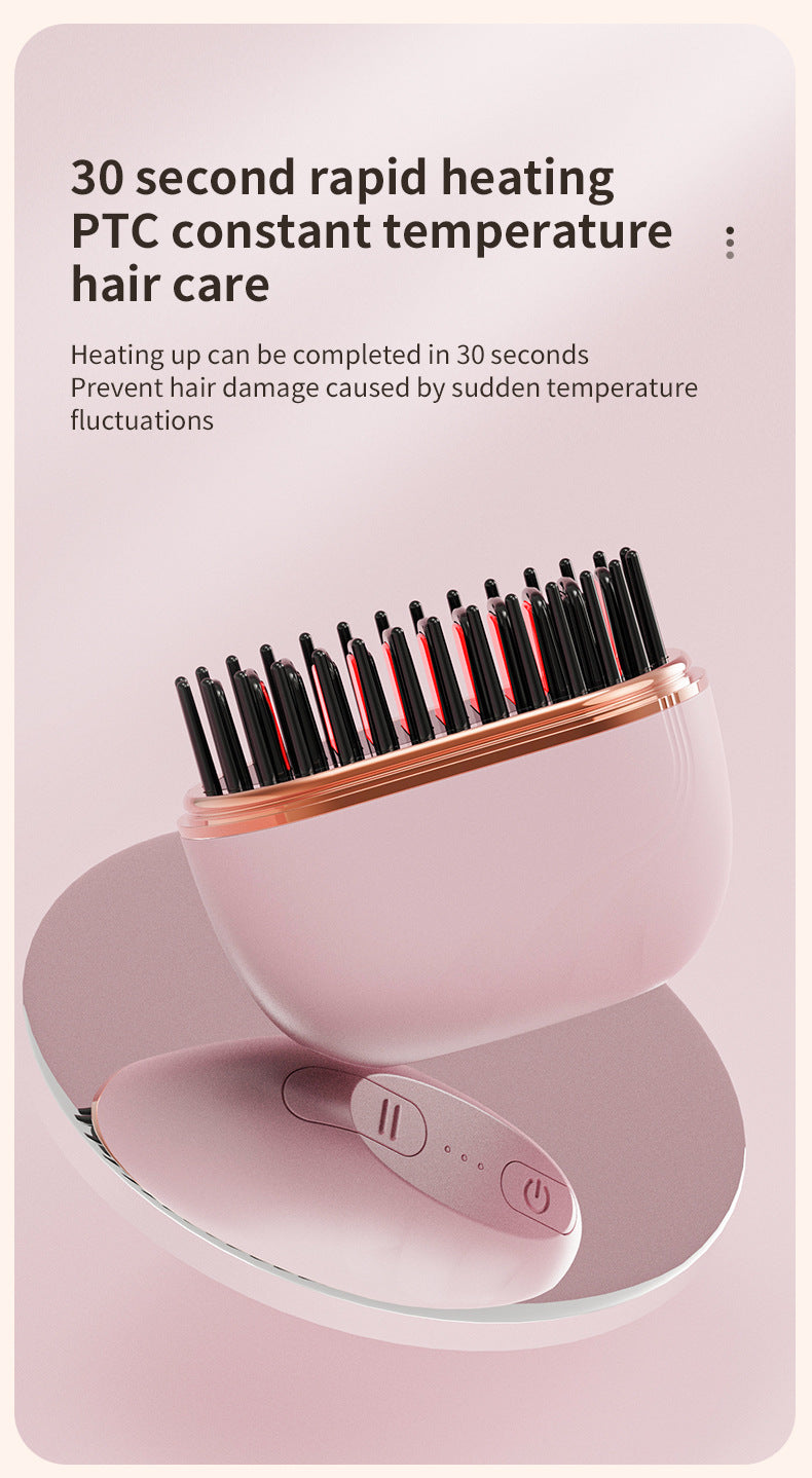 Mini Hair Straightening Comb - Wireless Charging & Portable