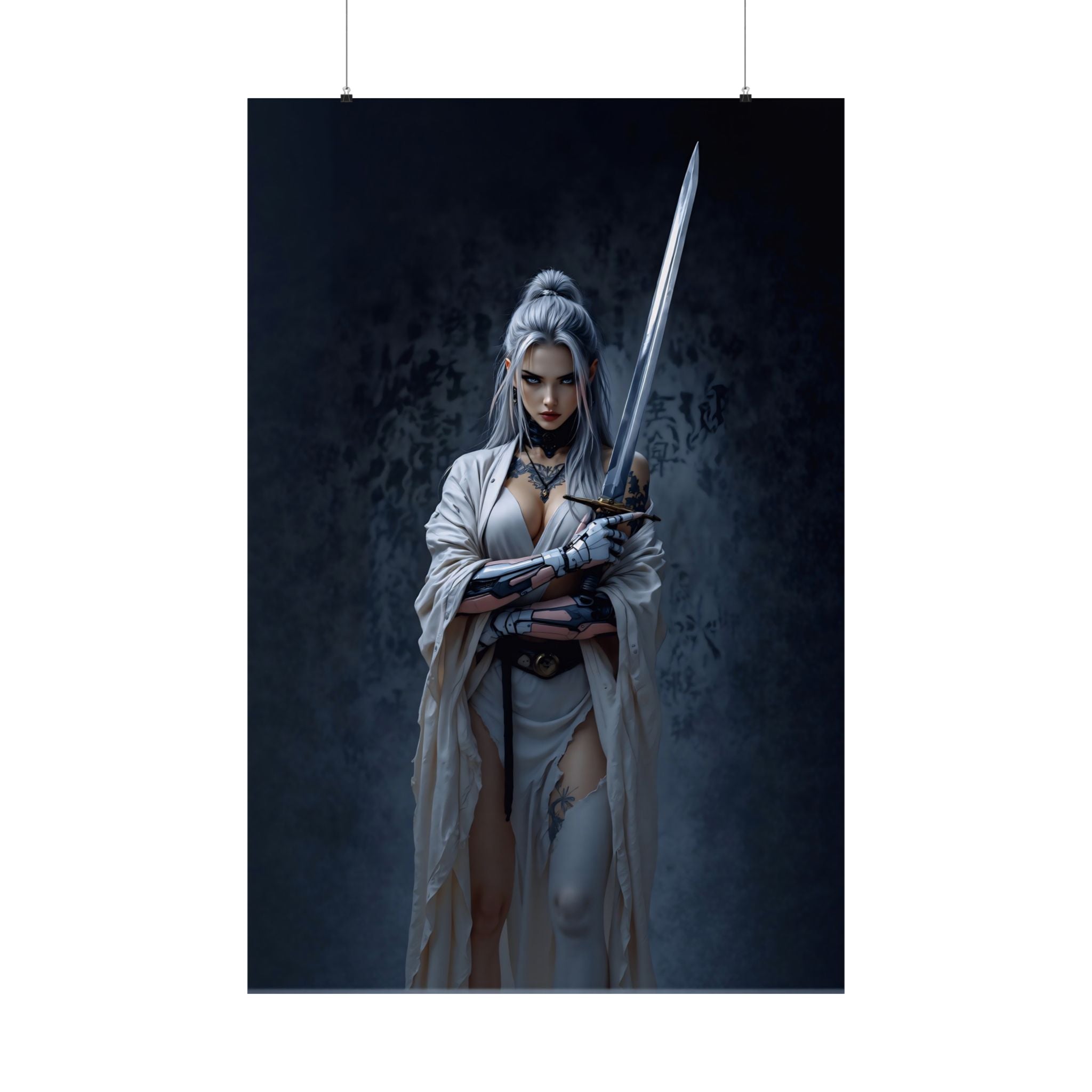 Mechanica Divina Matte Cyberpunk Fantasy Poster #1 – Premium Wall Art Print