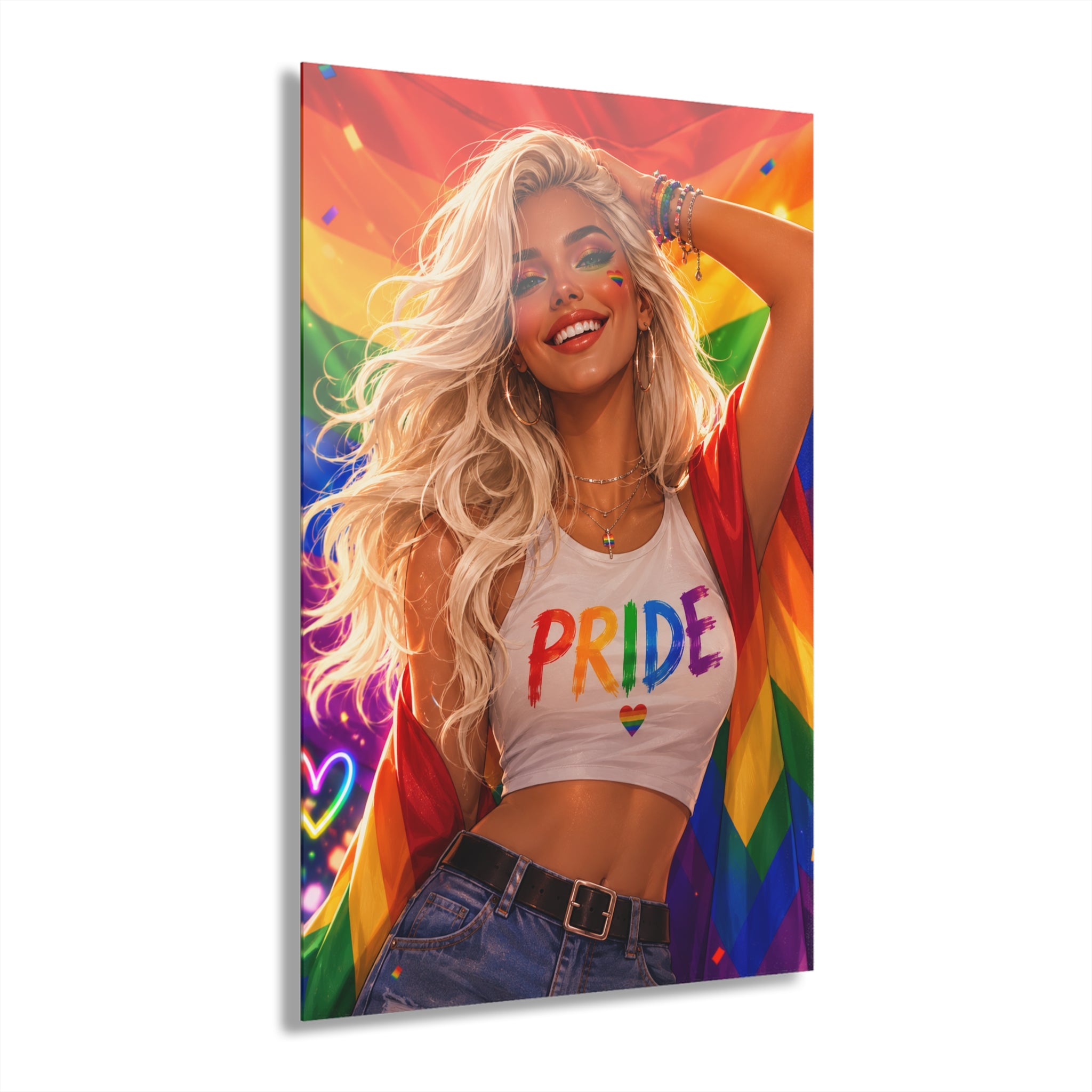 PRIDE Girl Acrylic Print #1 – Vibrant Rainbow Wall Art