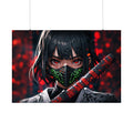 Crimson Fury Matte Anime Wall Art Print #1 – Premium Cyberpunk Ninja Poster